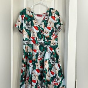 Festive Cat Print Dress